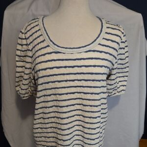 Hayden Navy and Cream Striped Short Sleeve Top